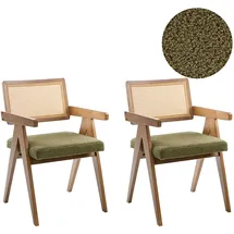 Beliani Esszimmerstuhl AVA Polyester Braun/Grün 2er Set