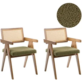 Beliani Esszimmerstuhl AVA Polyester Braun/Grün 2er Set
