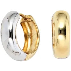 Paar Creolen JOBO, gold (gelbgold 333), Ohrringe, Damen, Gelbgold 333, rund 333 Gold bicolor