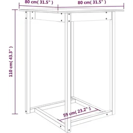 vidaXL Bartisch 80 x 80 x 110 cm Braun