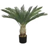 Decovego künstliche Cycaspalme, Kunstpalme Modell 9, 80 cm aus Kunststoff in Grün, Kunstpflanze für Wohn- & Büroräume, Allergikerfreundlich & Pflegeleicht