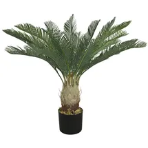 Decovego künstliche Cycaspalme, Kunstpalme Modell 9, 80 cm aus Kunststoff in Grün, Kunstpflanze für Wohn- & Büroräume, Allergikerfreundlich & Pflegeleicht