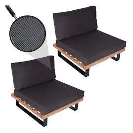 Mendler HWC-H54 Garten-Sessel 2er-Set  hellbraun  Polster dunkelgrau