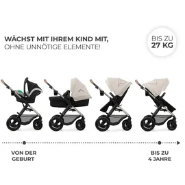 Kinderkraft MOOV 2 4-in-1 AIR Kombikinderwagen, Moonlight Grey, Kinderwagen 2 in 1