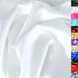 TOLKO 1m Glanz Satin Stoff Meterware als Modestoff Dekostoff Kostümstoff Gardinenstoff Vorhangstoff Hochzeitsstoff | Glitzer Satinstoffe zum Nähen Dekorieren | Nähstoffe 150cm breit (Weiß)