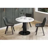 Design Esstisch Tisch HES-111 rund oval Hochglanz ausziehbar 100-148cm - Weiß