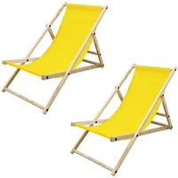 ECD Germany 2er Set Liegestuhl Gelb, Holz, 52x83x117 cm,