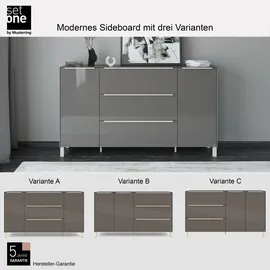 Set One by Musterring Reno 182 x 106 x 42 cm Anthrazit matt lack / Glas anthrazit glanz