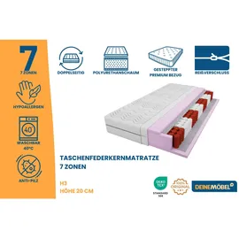 Deine Möbel 24 Taschenfederkernmatratze 7 Zonen 90 x 200 cm H3