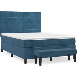 vidaXL Boxspringbett 140 x 190 cm Dunkelblau