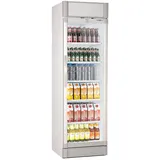 GGM Gastro Getränkekühlschrank - 347 Liter - Dynamisches Werbedisplay - Energieeffiziente Kühlung - LED-Beleuchtung - ECO Design - 5 Ablagen - Grau - GK374UEG