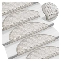 vidaXL Treppenmatten Selbstklebend Sisal-Look 15 Stk. 56x17x3 Platina