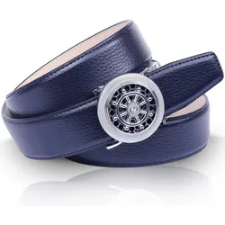 Ledergürtel ANTHONI CROWN, Damen, Gr. 85, blau (dunkelblau), Leder, unifarben, klassisch, Gürtel, Leicht bombiert, mit Metallic-Finish