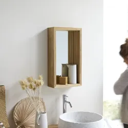 Spiegel Teakholz massiv hell 55x30 Dekoration Bad Flur Neu Tikamoon