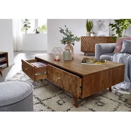 MASSIVMOEBEL24.DE Couchtisch Mosayk Beige Akazie 120 x 70 x 40 cm