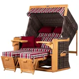 deVries PURE® Strandkorb Friesland Sylt XL - PE stone grey - Dessin 230, BxTxH: 135x90x165 cm, Volllieger, Nordsee-Strandkorb, Teakholz - PE-Markengeflecht - bequeme Polster - Schutzhülle grau