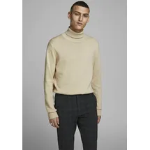 JACK & JONES Emil Knit Roll Neck Detail Melange Pullover Oatmeal M
