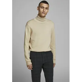 JACK & JONES Emil Knit Roll Neck Detail Melange Pullover Oatmeal M