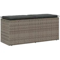 VidaXL Gartenbank mit Kissen Grau 110x40x44 cm Poly Rattan