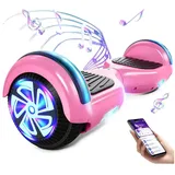 SISIGAD Balance Scooter 6,5 Zoll Dualmotorräder, Hoverboard mit LED-Licht, Smart Bluetooth, 10 km/h, Hoverboard mit LED Lichter Bluetooth,Geschenk für Kinder rosa