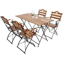 Biergarten-Set MCW-J40, Bistroset Klapptisch Klappstuhl, Gastronomie-Qualität Akazie MVG-zertifiziert ~ naturfarben