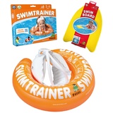 FREDS SWIM ACADEMY SWIMTRAINER Set Classic Orange & Swim-Board, aufblasbare Schwimmhilfe für Kinder von 2 bis 6 Jahren mit Schwimmbrett