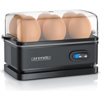 Arendo Eierkocher 6-fach, 400 W, Edelstahl, Warmhaltefunktion, Härtegrad einstellbar, für 6 Eier, schwarz