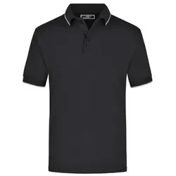 Poloshirt Kontrast JN034, schwarz/silber, Größe L - schwarz - L