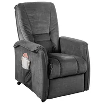 Livetastic Relaxsessel Harry Velours 77 x 107 x 88 cm Dunkelgrau mit Relaxfunktion