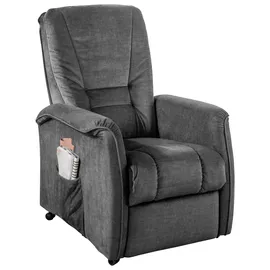 Livetastic Relaxsessel Harry Velours 77 x 107 x 88 cm Dunkelgrau mit Relaxfunktion