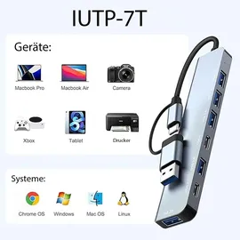 inca IUTP-7T USB 3.2 Gen 1 (3.1 Gen 1) Type-A + Type-C 5000 Mbit/s Grau