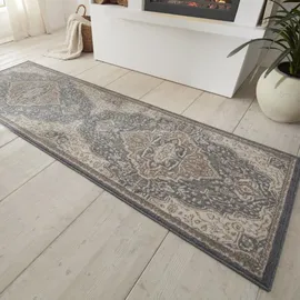 HANSE HOME Orken Teppich Orientalisch –Kurzflor Vintage Wohnzimmerteppich Weicher Orient-Teppich ÖKO-TEX Läufer für Schlafzimmer, Esszimmer, Wohnzimmer, Flur, Küche – Schwarz Braun, 80x200cm