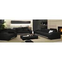 Xlmoebel Polstergarnitur Ledersofa Set 3+2+1 aus Leder - Designer Couchgarnitur JarksonS, (Sofagarnitur 3+2+1 Sitzer Jarkson "Schwarz / Weiß), Hergestellt in Europa schwarz