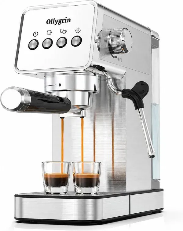 Ollygrin EM1502 20 Bar Espressokocher, professioneller Espressokocher mit Dampfdüse, Espressokocher mit abnehmbarem Wassertank & Abtropfschale für den Heimgebrauch