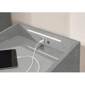 ed exciting design "Moon", grau (hellgrau, soro 90 light grau), B:47cm H:61cm T:46cm, Sideboards, Nachtkonsole, mit LED-Beleuchtung und USB-Anschluss & USB-C-Anschluss