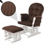 MCW Relaxsessel MCW-C76 Cord 320 g/m2 80 x 100 x 80 cm Braun/Weiß mit Hocker