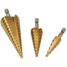 Eurotools MASTERPROOF Stufenbohrer Satz 3 teilig, MASTERPROOF, in Metallbox