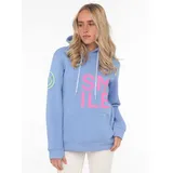 Zwilling Zwillingsherz Sweatshirt, mit "Smile"-Aufdruck in Neonfarben und gesticktem Smiley am Ärmel, blau