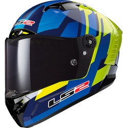 LS2 FF805 Thunder Gas Carbon Helm, blau-gelb, Größe L für Männer