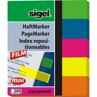 Sigel Haftmarker transparent Haftmarker farbsortiert 5x 40 Streifen