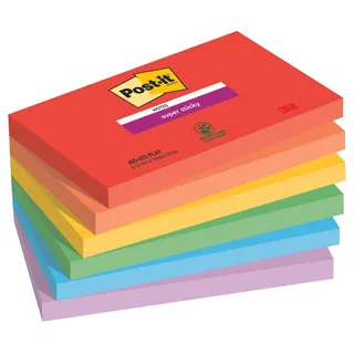 Post-it Post-it® Super Sticky Playful Haftnotizen extrastark farbsortiert, 6 Blöcke