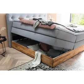 Belanoti Boxspringbett Hellgrau Textil, Echtholz,Eiche, 7-Zonen 180x200 cm, Schlafzimmer, Betten, Boxspringbetten