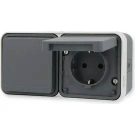 Berker 47753525 Steckdose 2fach waagerecht mit Klappdeckel, 4 Schieber, W.1,grau