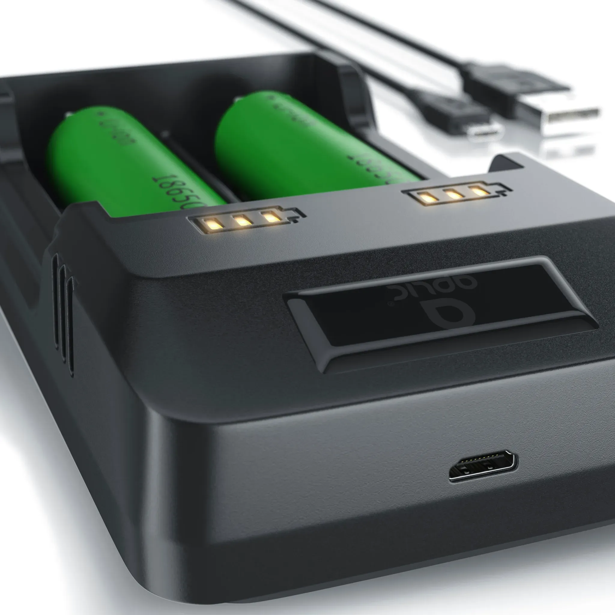 Aplic Batterie-Ladegerät 2000 mA, USB Akku Lader mit zwei Steckplätzen für Ni-MH / Ni-Cd / Li-ion Akkus