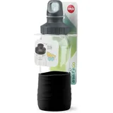 Emsa Trinkflasche EMSA Glas Trinkflasche 0,5 L 100% dicht Wasserflasche Sportflasche schwarz|weiß