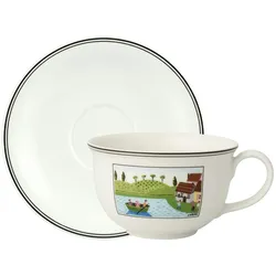Villeroy & Boch Charm & Breakfast Design Naif Café au lait Tasse mit Untertasse 500 ml - DS