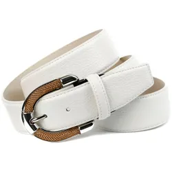 Ledergürtel ANTHONI CROWN, Damen, Gr. 85, weiß, Leder, unifarben, Gürtel, mit aufwendiger Schmuck-Schließe, Ton in Ton Steppung