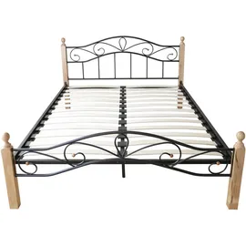 Homestyle4u Metallbett 160x200 mit Lattenrost - Naturbelassen