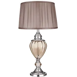Schreib Tisch Lampe Stahl Leuchte Chrom Optik Stoff Glas Bernstein Wohn Zimmer
