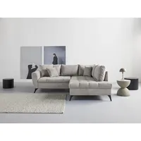 Ecksofa INOSIGN "Lörby L-Form" Sofas Gr. B/H/T: 224cm x 90cm x 191cm, Luxus-Microfaser weich, Ottomane rechts, Luxus Microfaser weich, silberfarben (silber) auch mit Aqua clean-Bezug, feine Steppung im Sitzbereich, lose Kissen